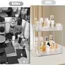 2-Tier Bathroom Counter Organizer Countertop Storage, Dresser Organizer Vanity Tray for Makeup, Perfume Organizer Cosmetics Skincare Shelf - Clear