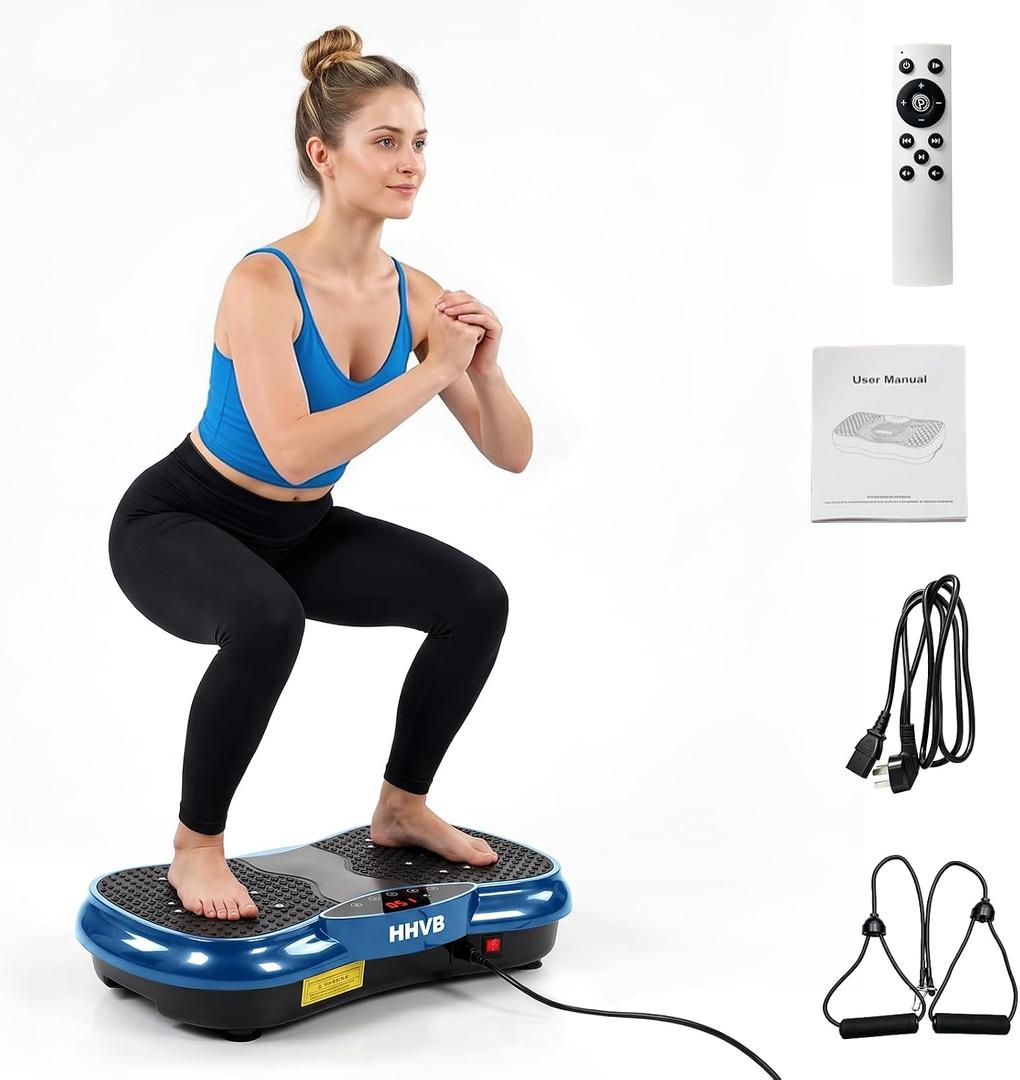 Vibration Plate Machine for Lymphatic Drainage,Loss Weight,Circulation,180W Tested Power Motor,Full-Body Workout Excercise Platform with Resistance Bands,Fitness Equipment