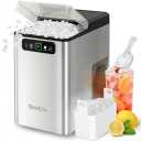 SenCre Nugget Ice Maker Countertop 40Lbs/ 24H Soft Chewable Ice Machine Pellet Crushed Ice Makers, One-Click Operation Auto Self-Cleaning Stainless Steel with Scoop for Home Kitchen Office, Silver