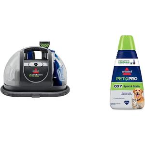 Bundle of Bissell Little Green Pet Deluxe Portable Carpet Cleaner, 3353 + BISSELL PET PRO OXY Spot & Stain Formula for Portable Carpet Cleaners, 32 oz, 2034 Bundle of Bissell Little Green Pet Deluxe Portable Carpet Cleaner, 3353 + BISSELL PET PRO OXY Spot & Stain Formula for Portable Carpet Cleaners, 32 oz, 2034