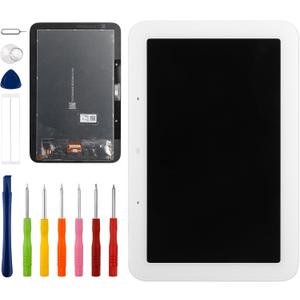 [with White Frame] Vvsialeek New LCD Touch Screen Digitizer Assembly for Google Home Nest Hub 2nd with Technical Repair Tools Kit- Fingerprint Function