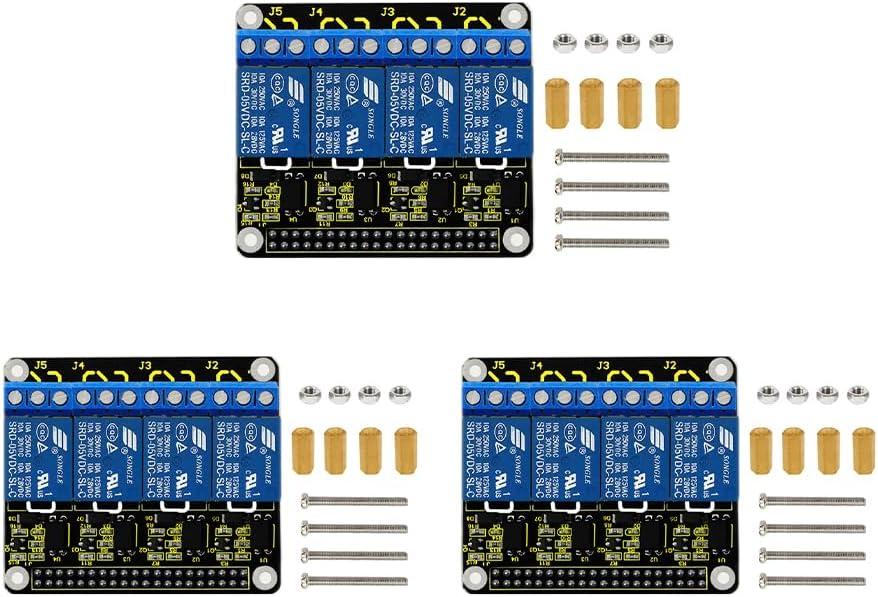 KEYESTUDIO 5V Relay Hat Shield 4-Channel Relay Module for Raspberry Pi 5/4/A+/B+/Pi 2 Model B/Pi 3 Model B/Pi Zero
