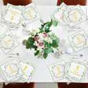 First Communion Decorations, 50pcs Green Baptism Napkins First Communion Paper Napkins for Baptism Decorations, Easter Party, First Communion Party Supplies