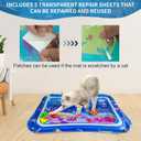 Thickened Sensory Water Playmat for Cats Dogs,Water Summer Cat Cooling Mat for Bored Pet, Cat Toys Water Sensory Playmat for Indoor Cats Playing Sleeping (Round,Happy Summer(100cm/39.3in))