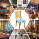 Stretch Dining Chair Seat Covers Set of 2,Dining Chair Slipcovers, Floral Printed Chair Covers,Soft Fabric Washable Upholstered Chair Seat Protector, No Rear Covers for Home Kitchen Dining Room (Light Blue Geometric Circles)