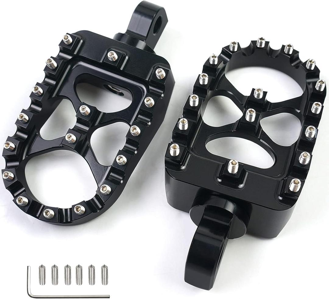 MDPROMCP CNC Motorcycle Wide Foot Pegs Aluminum 360 Roating Adjustable Suitable Compaitble with Dyna Fatboy Iron 883 Sportster 883(Black)