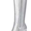 DREAM PAIRS Women's Gogo Boots Square Toe Side Zipper Chunky Heel Knee High Boots For Women ,7