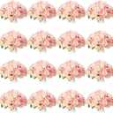Jexine 240 Pcs Artificial Rose Flowers Bouquet Silk Realistic Flowers Bulk Centerpieces DIY Bride Fake Rose for Home Bridal Wedding Party Decorations(Pink and White)