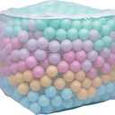 Amazon Basics BPA-Free Ball Pit Balls with Storage Bag, Crush-Proof Plastic for Toddlers Kids 12+ Months Play, 6 Pastel Colors, 1000 Count