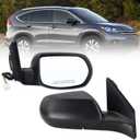 Right Passenger Side Door Mirror Compatible With 2012 2013 2014 2015 2016 Honda CRV CR-V With Manual Folding Power Glass Heated Black Replace#76208-T0A-A21(5Pins)