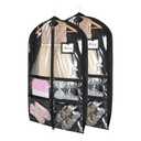 Syeeiex Clear Dance Costume Garment Bag with 3" Gussetes(2 Pack),40'' Garment Bags for Dance Costumes,Kids Dance Garment Bag with 4 Medium Zippered Pocket-Suitable for Dance Competitions,Ballet(Black)