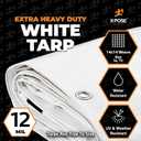 Heavy Duty White Poly Tarp 20' X 40' - Multipurpose Protective Cover - Durable, Waterproof, Weather Proof, Rip and Tear Resistant - Extra Thick 12 Mil Polyethylene - by Xpose Safety