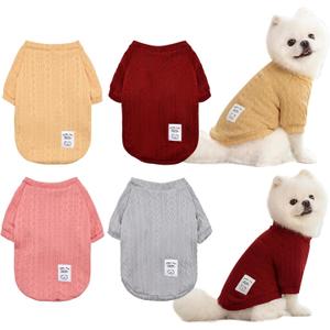 4 Pack Dog Knitted Sweater Dog Clothes for Small Medium Dogs, Warm Soft Puppy Kitten Dog Sweaters for Boy Girl Pet in Winter, Pet Cat Clothes Outfits Cold Weather Pullover for Chihuahua (XS)