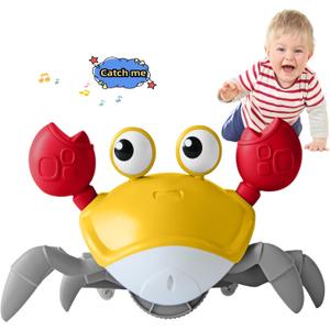 Crawling Crab Baby Toy Fantastic Creatures Toys Infant Sensory Tummy time Toys 3-12 Babies boy Girl Learning Crawl 3-6 6-12 Walking Toddler Gifts for 36 Months Old (Yellow)