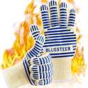 Oven Gloves, Heat Resistant 540 Degrees Grilling Gloves, Hot Surface Handler Non-Slip Silicone Oven Mitts with Fingers, BBQ Gloves for Cooking/Kitchen/Baking, Pack of 2