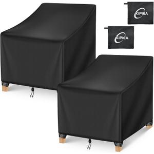 Kipiea Patio Chair Covers Waterproof Winter 2 Pack - Heavy Duty Lawn Outdoor Furniture Chair Covers with Anti UV and No Tears, No Fading (39" W x 32" D x 31" H)