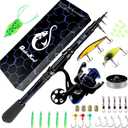Fishing Rod and Reel Combos, Unique Design with X-Warping Painting, Carbon Fiber Telescopic Fishing Rod with Reel Combo Kit with Tackle Box, Best Gift for Fishing Beginner and Angler (1.8M 6.29FT, Blue)