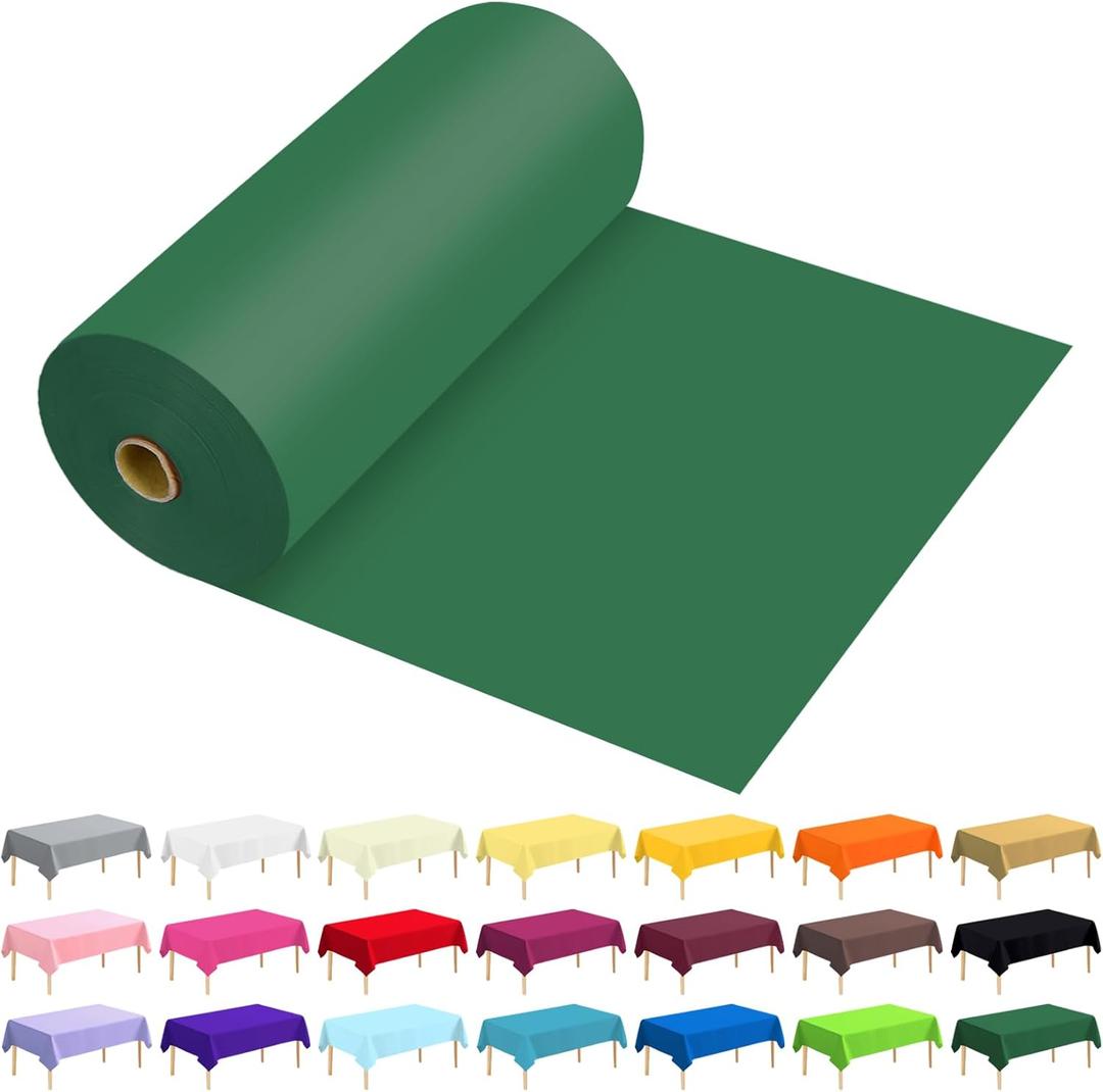 54 Inch X 300 Feet Plastic Table Cover Roll Premium Disposable Plastic Tablecloth for All Type/Shape Tables | Picnic, Party, Banquet, Birthdays, Weddings (Green, 54 Inch X 300 Feet)