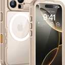 Lanhiem Magnetic for iPhone 16 Pro Case, IP68 Waterproof Dustproof Case, [Compatible with Magsafe] [Built-in Screen Protector] Full Body Heavy Duty Rugged Phone Cover 6.3 inch, Desert