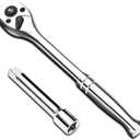 1/2-Inch Drive Ratchet Wrench, 90-Tooth Quick-release Reversible Ratchet Wrench with an Extension Bar(3 inch), 10" Long Socket wrench, 4-Degree Swing, Full Polished, Cr-Mo Head For Gifting, Repairing