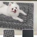 Washable Dog Bed Mat Ultra Soft Dog Crate Pad Comfy Fluffy Pet Kennel Beds Sleeping Mattress for Large Jumbo Medium Small Dogs, 36 x 23 Inch, Gray