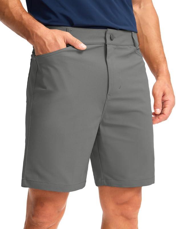 Men's Slim Fit Casual Golf Shorts Light-Stretch Dress Basic Shorts Classic-Fit 9" inch with 4 Pockets Light Grey 30
