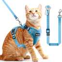 Cat Harness and Leash for Walking, The Upgrade Can be Adjusted in Four Directions and Breathable Cat Harness for Anti Escape that can be Fitted and Positioned, Reflective Strips Harness, Blue, S (Small (7-12lb))