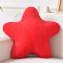 Xiashrk Star Pillow, Decorative Throw Pillows for Bed Couch, 15" Star Shaped Pillow Plush Floor Cushions Room Decor Pillow with Faux Rabbit Fur for Sofa Bedroom Living Room (Red, 15" x 15")