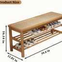 Bamboo Shoe Rack Bench with Rattan Seat, 3-Tier Shoe Storage Bench, Entryway Bench for Hallway,Nature-39.4 inches