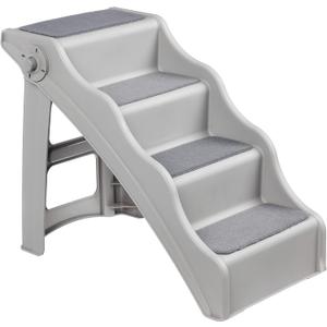Amazon Basics Foldable Non-Slip Pet Stairs for Small Dogs and Cats, Senior Pets, Easy to Climb, 14.6" x 22.75" x 19.5", Grey