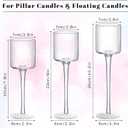 Sieral 18 Pcs Glass Candle Holder Tall Tea Lights Candle Holder for Table Centerpiece Floating Hurricane Long Stem Pillar for Wedding Party Home Table Decoration, 3 Sizes