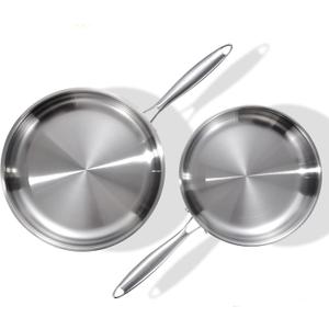 DELARLO Tri-Ply Stainless Steel 10inch and 12inch Frying Pan, Oven safe induction skillet,pots and pans set,Suitable for All Stove (Detachable Handle) (10"+12"Set)