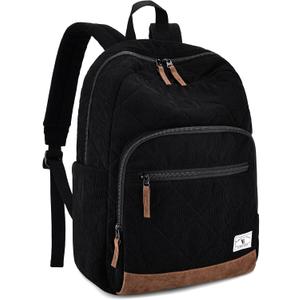 VX VONXURY School Backpack for Boys, Lightweight 15.6inch Corduroy Backpack for Men Teens Casual Bookbag for College Travel (Blue) (Black)