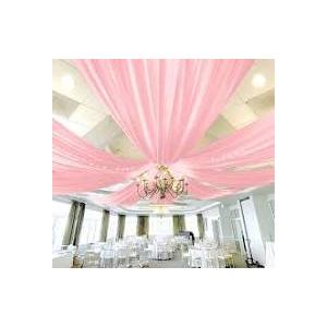 REWOMC 6 Panels Dusty Rose Ceiling Drapes for Wedding 5ftx30ft Chiffon Fabric Arch Draping Curtains Sheer Drapery for Party Ceremony Birthday Baby Shower Reception Stage Swag Ceiling Decorations
