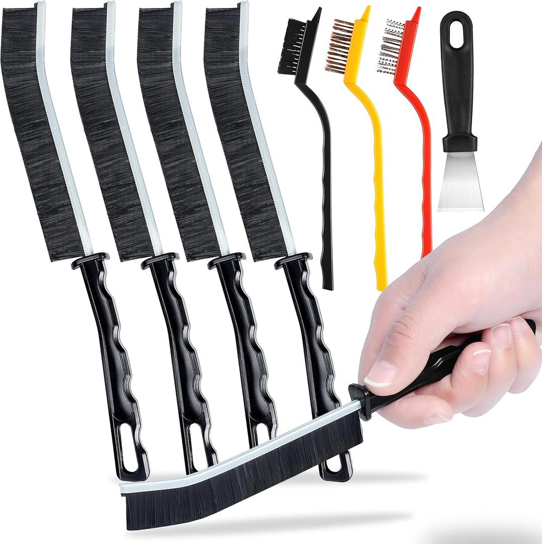 9Pcs Crevice Cleaning Brush, Multi-Purpse Hard Bristle Grout Brush for Cleaning Bathroom, Kitchen, Tiles, Corners, Teapot, Bottle, Tight Spaces & More