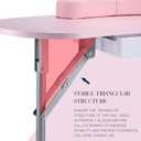 Joligrace Professional Foldable & Portable Manicure Table Nail Technician Desk Workstation 4 Lockable Wheels with Drawer Client Wrist Pad Free Carrying Bag Travel Nail Tech Spa Beauty Table Pink, 40 cm x 90 cm x 68 cm
