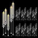 8 Set 5 Arm Acrylic Candle Holder, Mjkeomo 22'' Tall Candelabra Centerpieces for Tables, Candlesticks Holder with Lampshade for Housewarming Gift Fireplace Dinner Decor Fit 0.82'' LED Candle