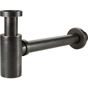 Brass Round Bottle P Trap, Basin Sink Waste Trap Drain Tube Kit Adjustable Height, Oil Rubbed Bronze Finished