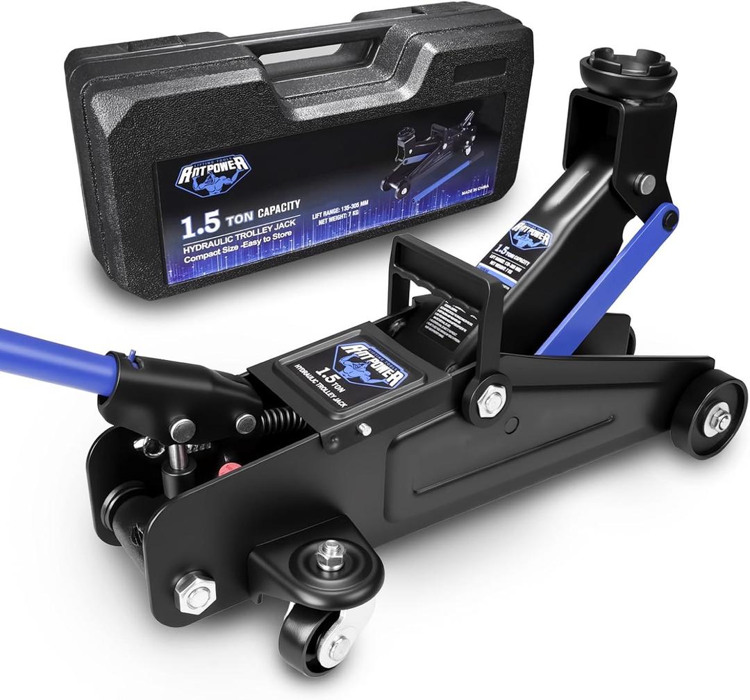 Low Profile Floor Jack 1.5 Ton (3000 lbs), Heavy Duty Hydraulic Car Jack with Storage Case, Single Piston Quick Lift Pump, 135-305mm (5.3"-12") Lifting Range1.5T with case