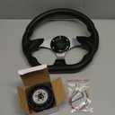 RASTP Boat Steering Wheel with 3/4 Axle Marine Steering Wheel Adapter for Most Marine boats,Vessels,Yachts,Pontoons Boat (Style A- Black)