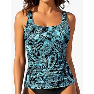 Aqua Eve Tankini Tops for Women Swimwear Top Only Tummy Control Bathing Suit Top No Bottom XXL