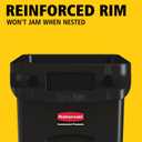 Rubbermaid Commercial Products Slim Jim Plastic Rectangular Trash/Garbage Can With Venting Channels, 23 Gal, Black, for Kitchen/Office/Workspace