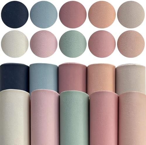 Faux Leather Sheets-8.2"x11.8"(20cmx30cm) A4 Soft PU Synthetic Leather for Craft Supplies Wallets DIY Decoration (5 Pack-Solid Color)