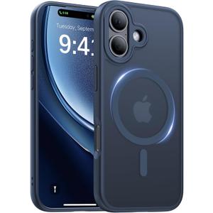 Magnetic for iPhone 17 Case,[Anti-Slip][Compatible with MagSafe][Military Grade Drop Protection] Shockproof Protective Translucent Matte Phone Case for iPhone 17 Case,Midnight Blue