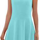 WEACZZY Womens Summer Dresses Casual Collared V Neck Mini Dress Sleeveless Tennis Golf Dress with Pockets (Large, Light Blue)