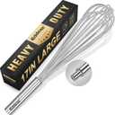 Eddeas 17in Large Whisk,Heavy Duty whisk, Stainless Steel whisk Suitable for Mixing Thick batter, Dry Ingredients and Seasonings.Accessories for professional commercial kitchens. (Silver 1Pcs)