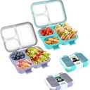 2 Pack Bento Lunch Box, Bento Box for Adults,29oz with 3 Compartments lunch box, for Trvael (Blue & Purple)