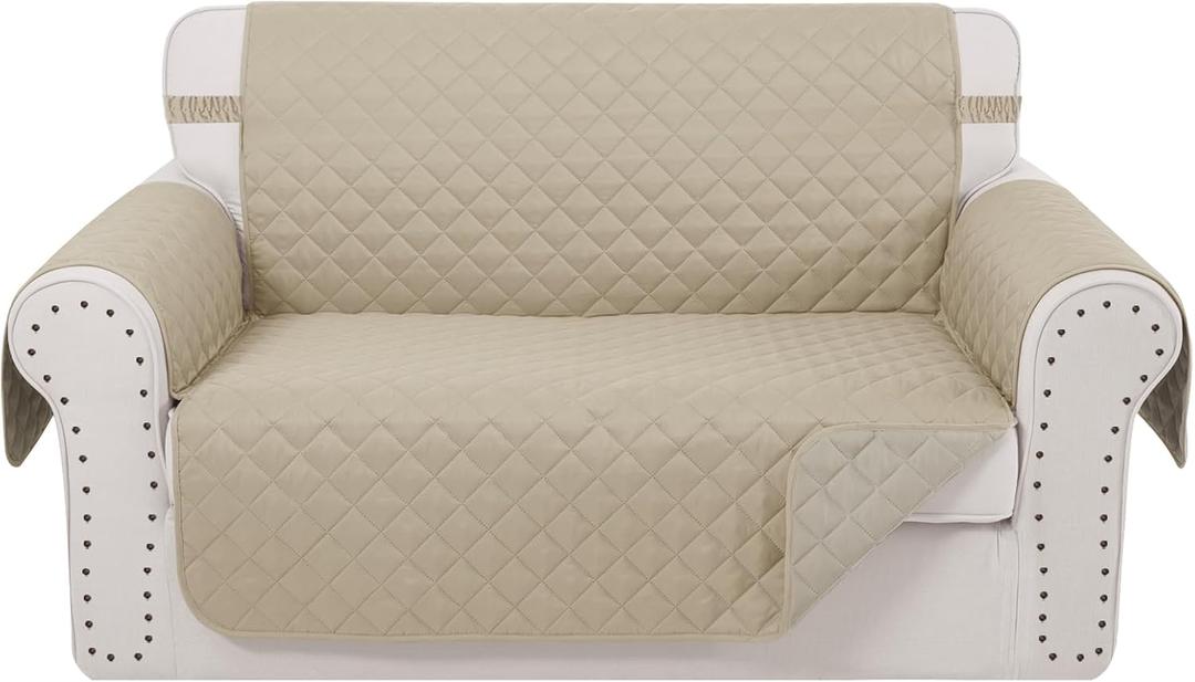 Reversible Loveseat Sofa Covers Couch Cover Furniture Protector(Loveseat Small,Sand/Beige)