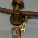 Walnut Wood Passage Door Lever, Keyless Function for Hallway and Closet Room Door Handle Zinc Alloy Base (1 Pack, Aged Brass, Passage)