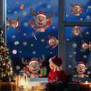 Christmas Window Clings Reindeer, Xmas Elk Wall Decals, Christmas Reindeer Wall Stickers, Xmas Snowflake Window Stickers, Xmas Candy Giftbox Wallpaper for Party Home Living Room Bedroom